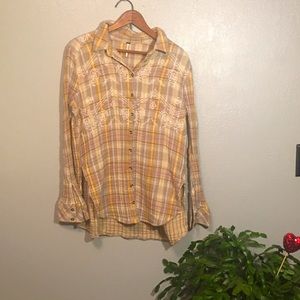 Free People Magical Plaid Embroidered Flannel